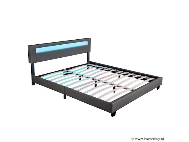 Gestoffeerd bed paris - 180 x 200 cm - donkergrijs - led verlichting - afbeelding 12 van  13
