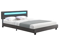 Gestoffeerd bed paris - 180 x 200 cm - donkergrijs - led verlichting