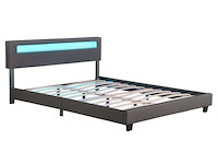 Gestoffeerd bed paris - 180 x 200 cm - donkergrijs - led verlichting - afbeelding 8 van  13