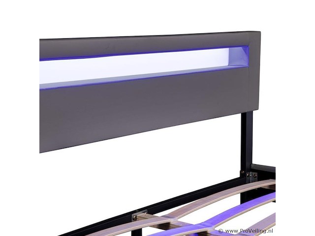Gestoffeerd bed paris - 180 x 200 cm - donkergrijs - led verlichting - afbeelding 3 van  13