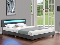 Gestoffeerd bed paris - 180 x 200 cm - donkergrijs - led verlichting - afbeelding 6 van  13