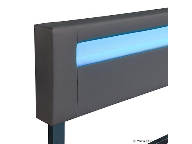 Gestoffeerd bed paris - 180 x 200 cm - donkergrijs - led verlichting - afbeelding 7 van  13