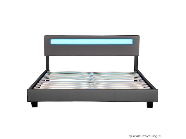 Gestoffeerd bed paris - 180 x 200 cm - donkergrijs - led verlichting - afbeelding 10 van  13
