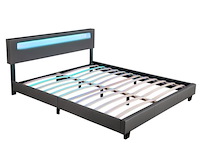 Gestoffeerd bed paris - 180 x 200 cm - donkergrijs - led verlichting - afbeelding 12 van  13