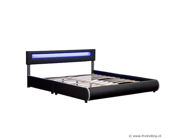Gestoffeerd bed sevilla - 180 x 200 cm - zwart - led verlichting - afbeelding 14 van  15