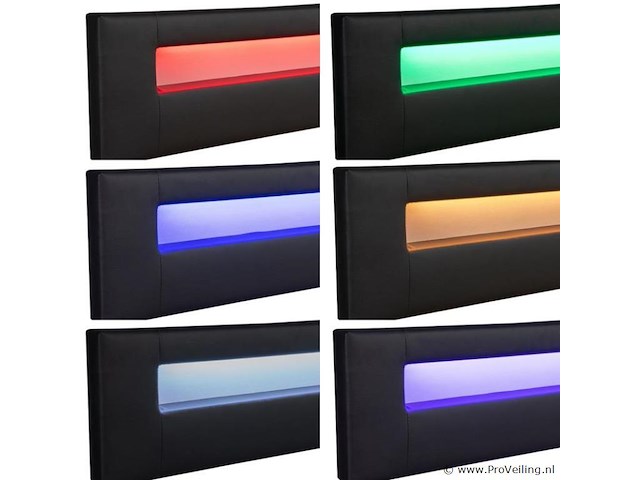 Gestoffeerd bed sevilla - 180 x 200 cm - zwart - led verlichting - afbeelding 6 van  15