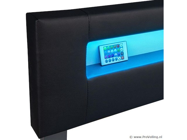 Gestoffeerd bed sevilla - 180 x 200 cm - zwart - led verlichting - afbeelding 7 van  15