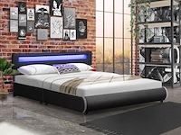 Gestoffeerd bed sevilla - 180 x 200 cm - zwart - led verlichting - afbeelding 8 van  15