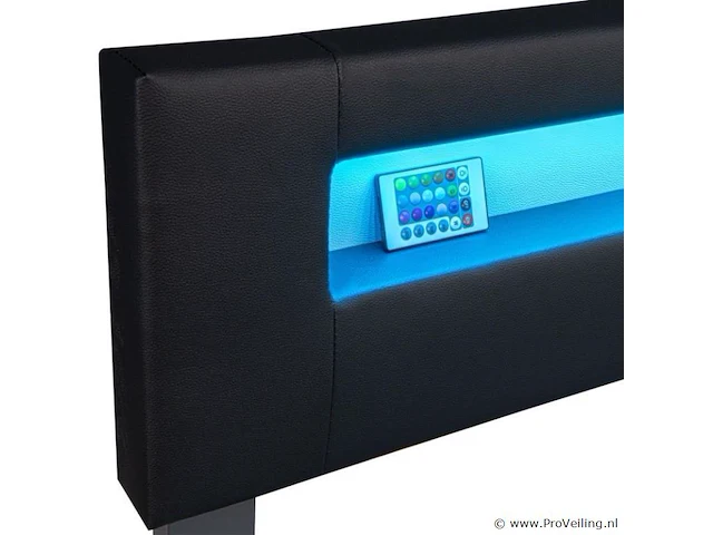Gestoffeerd bed sevilla - 180 x 200 cm - zwart - led verlichting - afbeelding 7 van  15