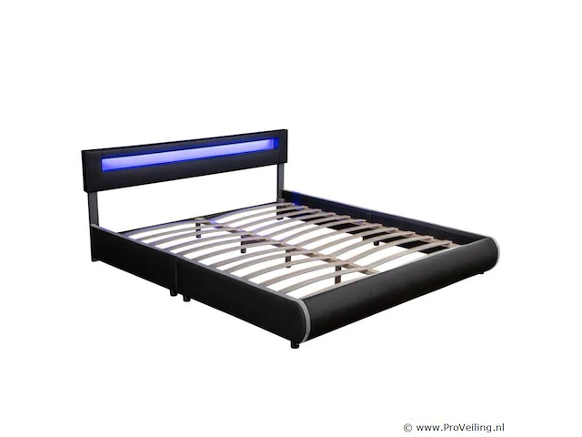 Gestoffeerd bed sevilla - 180 x 200 cm - zwart - led verlichting - afbeelding 15 van  15