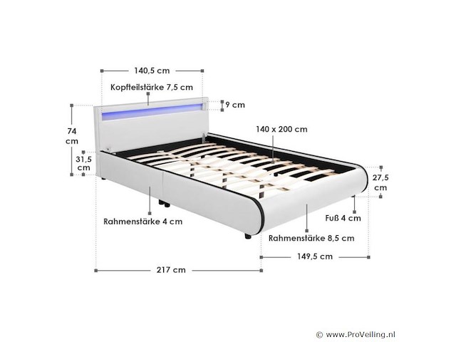 Gestoffeerd bed sevilla 140 x 200 cm - afbeelding 7 van  12