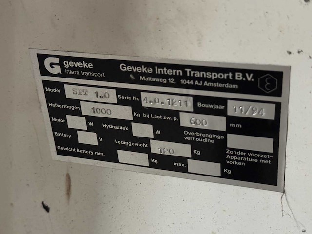 Geveke - spt1.0 - hydraulische schaarpalletwagen - afbeelding 3 van  6