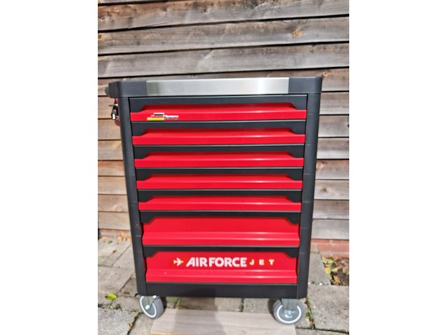 Gevulde gereedschapstrolley met 7 laden +/- 190 delig, air force jet, rood - afbeelding 17 van  22
