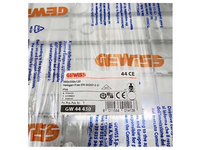 Gewiss ip56 transparent electric junction box 380 x 300 x 120 mm - gw 44 430 - afbeelding 3 van  4