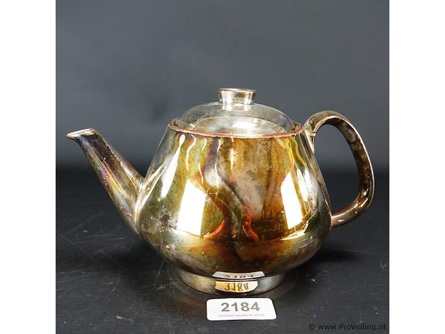 Gezilverde porseleinen theepot - afbeelding 1 van  5