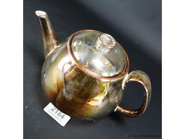 Gezilverde porseleinen theepot - afbeelding 2 van  5