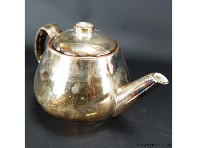 Gezilverde porseleinen theepot - afbeelding 3 van  5