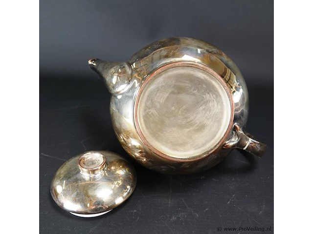 Gezilverde porseleinen theepot - afbeelding 5 van  5