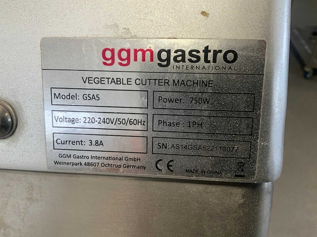 Ggmgastro gsa5 groentesnijmachine - afbeelding 5 van  6