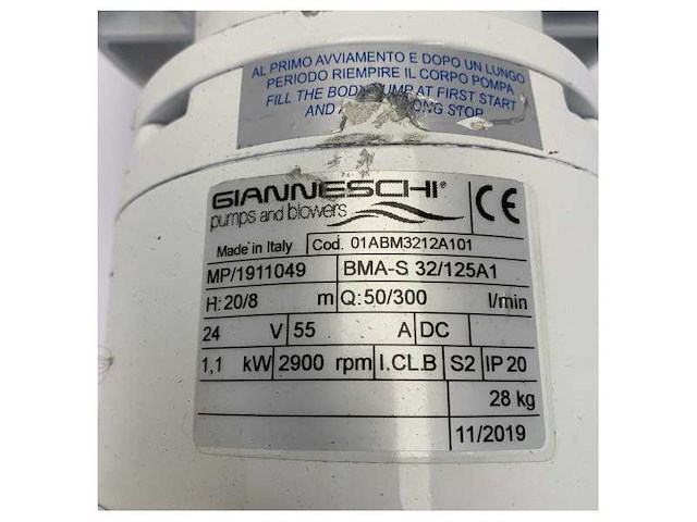 Gianneschi bma-s 32/125 a1 self priming brass pump 24v 1.1 kw - afbeelding 7 van  9
