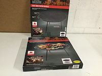 Gietijzeren bakplaat op poten voor kampvuur, grill meister, cast iron tripod griddle, zwart