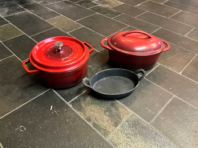 Gietijzeren pannen (3x) - afbeelding 1 van  5