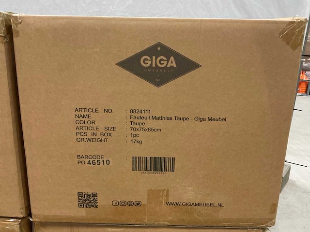 Giga meubel - matthias - taupe - fauteuil (2x) - afbeelding 2 van  2