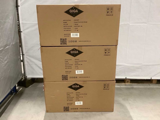 Giga meubel charlotta stof/metaal eetkamerstoel (6x) - afbeelding 4 van  5