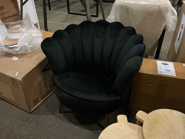 Giga meubel jada velvet zwart fauteuil - afbeelding 1 van  3