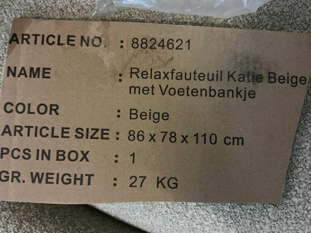 Giga meubel katie taupe 8824621 relaxefauteuil met voetenbankje - afbeelding 5 van  5
