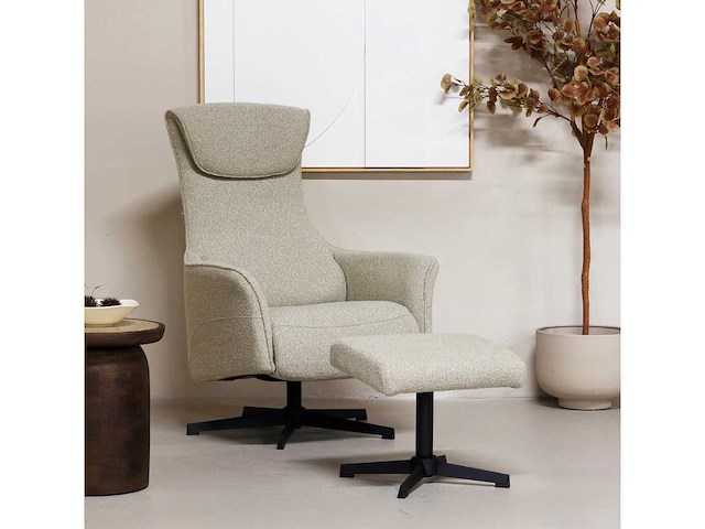 Giga meubel katie taupe 8824621 relaxefauteuil met voetenbankje - afbeelding 1 van  5