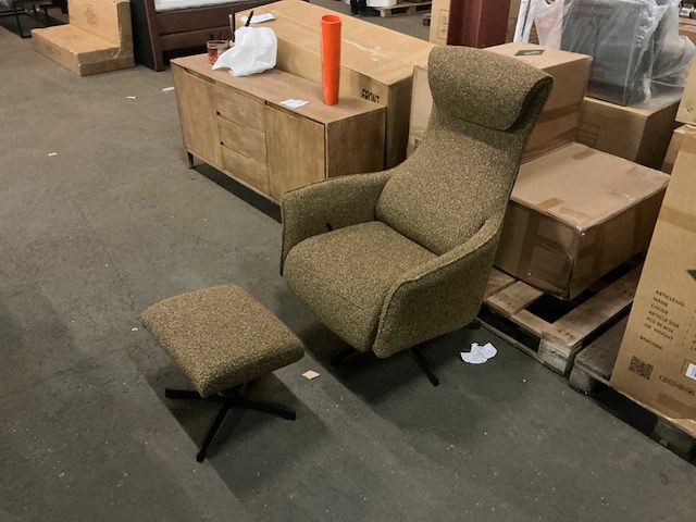 Giga meubel katie taupe relaxefauteuil met voetenbankje - afbeelding 1 van  6