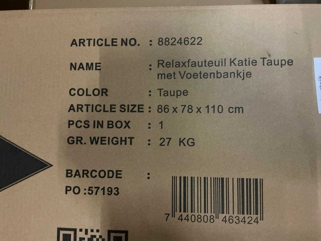 Giga meubel katie taupe relaxefauteuil met voetenbankje - afbeelding 6 van  6