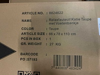 Giga meubel katie taupe relaxefauteuil met voetenbankje - afbeelding 6 van  6