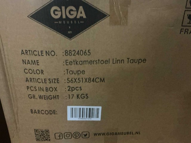 Giga meubel linn eetkamerstoel (4x) - afbeelding 6 van  6