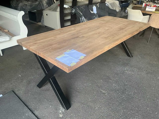 Giga meubel mango naturel onbewerkt eetkamertafel 220cm - afbeelding 1 van  4