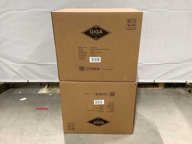 Giga meubel mendy velvet zwart eetkamerstoel (4x) - afbeelding 5 van  7