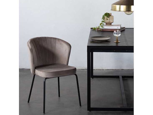 Giga meubel mendy velvet zwart eetkamerstoel (6x) - afbeelding 4 van  7