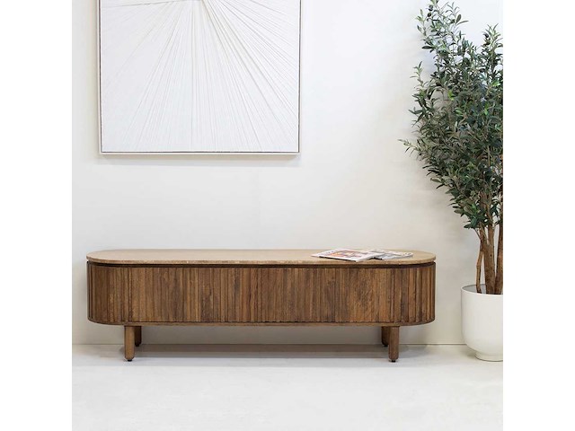 Giga meubel myra mangohout/travertin tv meubel - afbeelding 3 van  7