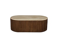 Giga meubel sven ovaal travertin/hout salontafel - afbeelding 1 van  5