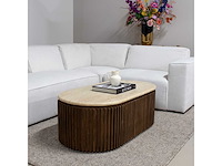 Giga meubel sven ovaal travertin/hout salontafel - afbeelding 2 van  5