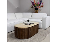 Giga meubel sven ovaal travertin/hout salontafel - afbeelding 3 van  5