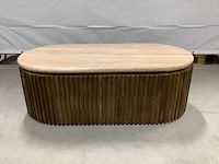 Giga meubel sven ovaal travertin/hout salontafel - afbeelding 4 van  5