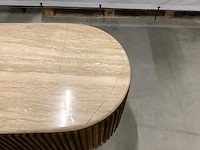 Giga meubel sven ovaal travertin/hout salontafel - afbeelding 5 van  5