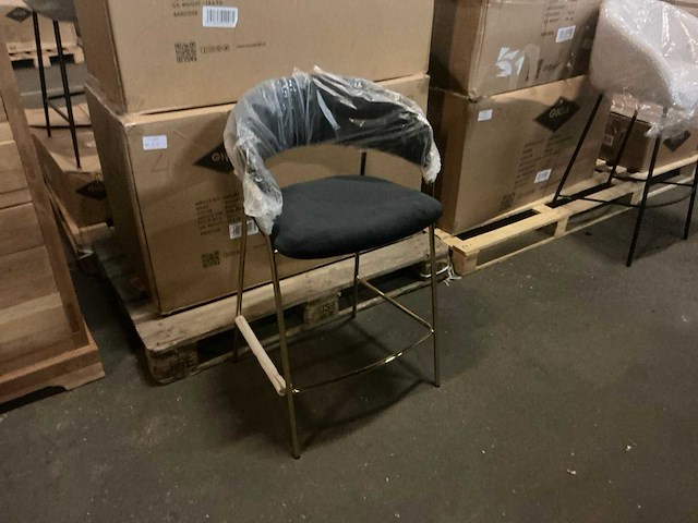 Giga meubel turin luxe velvet black 8823088 barstoel (4x) - afbeelding 3 van  4