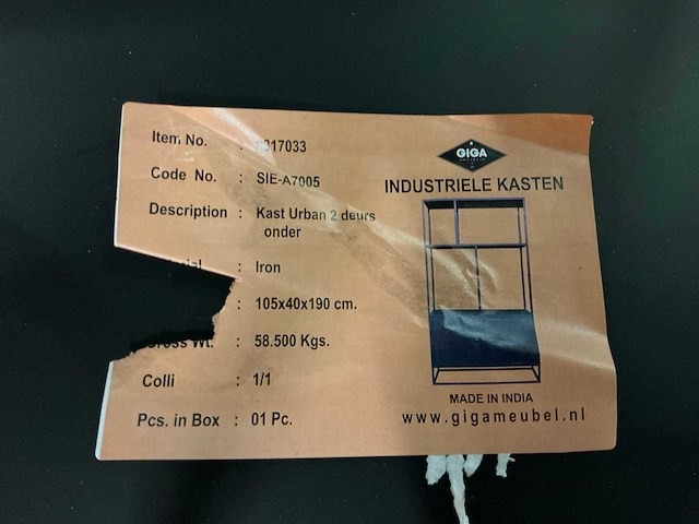 Giga meubel urban 2 deurs industriële kast - afbeelding 6 van  6