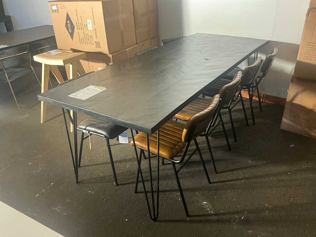 Giga meubel visgraat zwart eetkamertafel 240cm - afbeelding 2 van  4