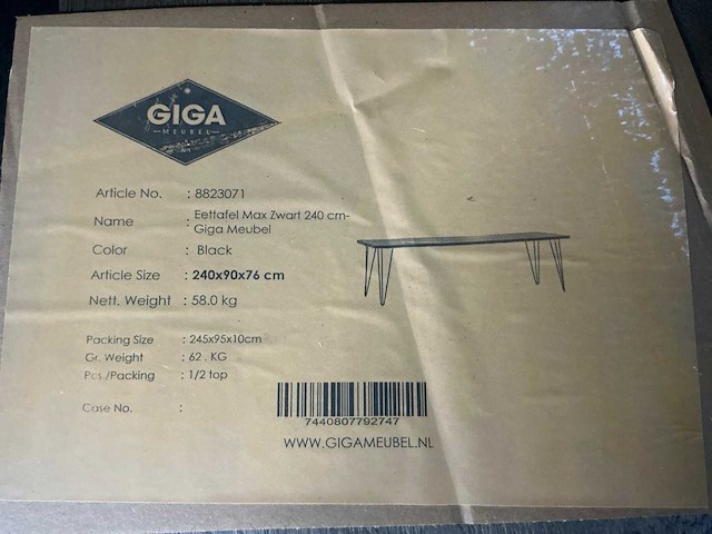 Giga meubel visgraat zwart eetkamertafel 240cm - afbeelding 4 van  4