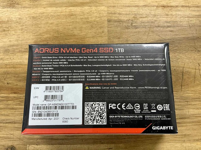 Gigabyte aorus nvme gen4 ssd 1tb - afbeelding 3 van  3
