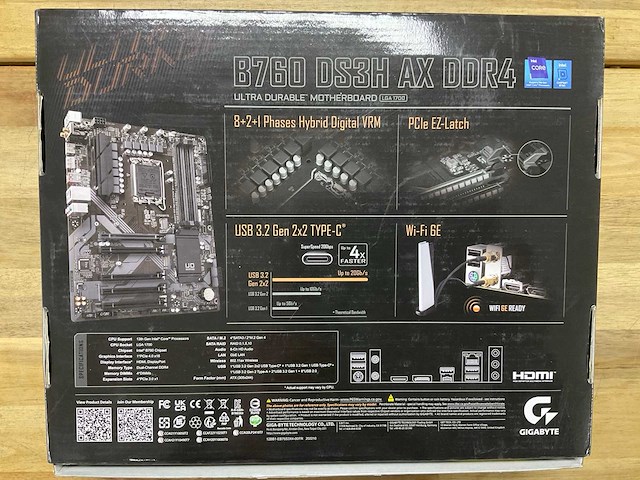 Gigabyte b760 ds3h ax ddr4 ultra durable motherboard - afbeelding 2 van  3
